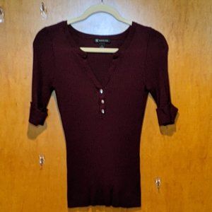 INC - Burgundy Ribbed Fitted Sweater